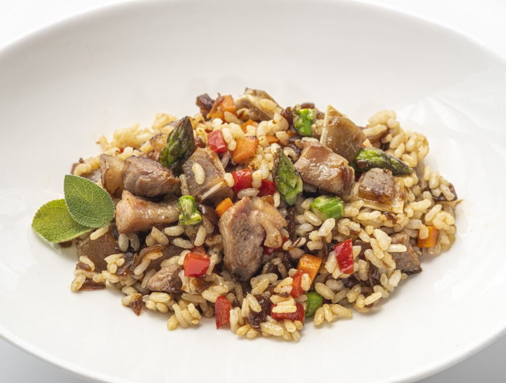Arroz con carne de cerdo